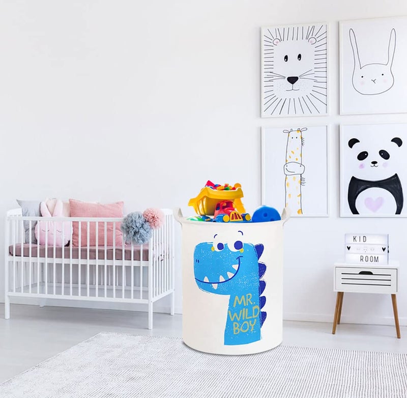 HKEC 19.7" Dinosaur Laundry Basket,Kids Toys Storage Bin for Bedroom,Waterproof Baby Clothes Hamper with Handles,Collapsible Nursery Hamper,Gift Baskets(Dinosaur) - Image 3